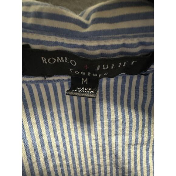 Romeo & Juliet Couture Women’s Medium Blue White Striped Shirt Dress 100% Cotton - Picture 2 of 6